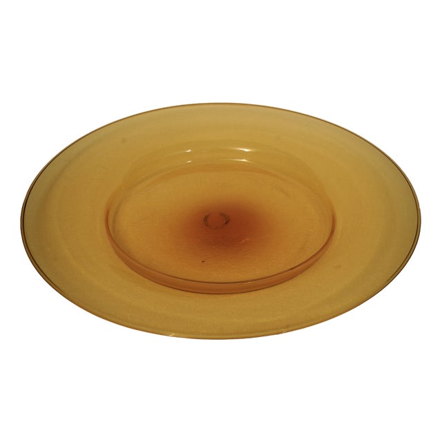 Round Orange Color Glass Plate from Cappellin Murano, 1920s For Sale