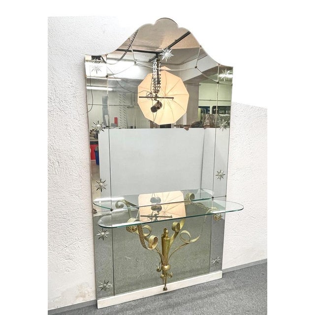 Mid-Century Italian Modern Mirror with Console by Pier Luigi Colli for Cristal Arte, Set of 2 For Sale - Image 9 of 18