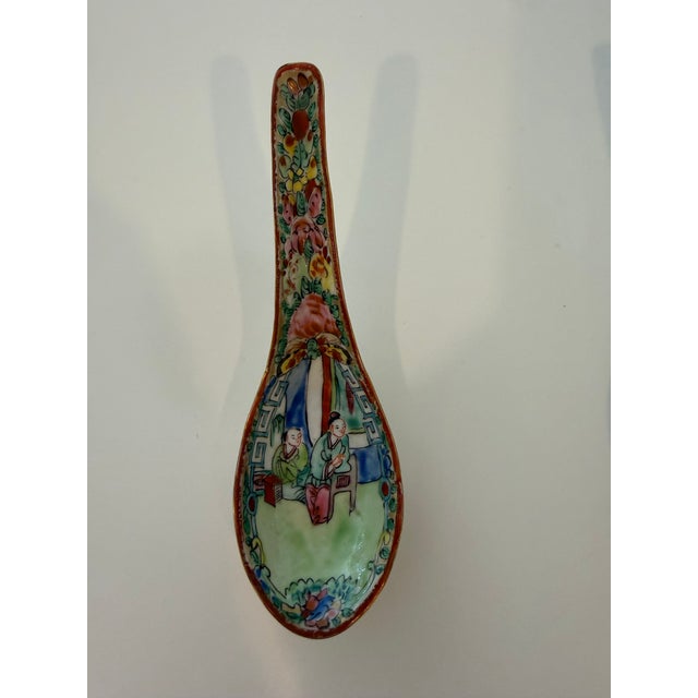 Asian Antique Qing Porcelain Famille Rose Soup Spoons - Set of 3 For Sale - Image 3 of 6