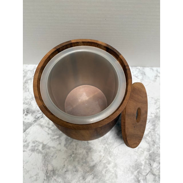 1970s Vintage Midcentury Insulated Wood Ice Bucket For Sale - Image 5 of 8