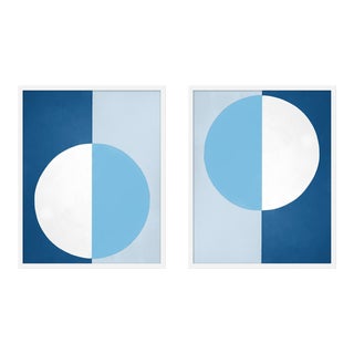 Medium "Blue and White Forevers, a Pair" Print by Stephanie Henderson, 16" X 40" For Sale