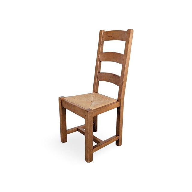 Mid-Century Modern Vintage French Oak Chairs, 1950s, Set of 4 For Sale - Image 3 of 11