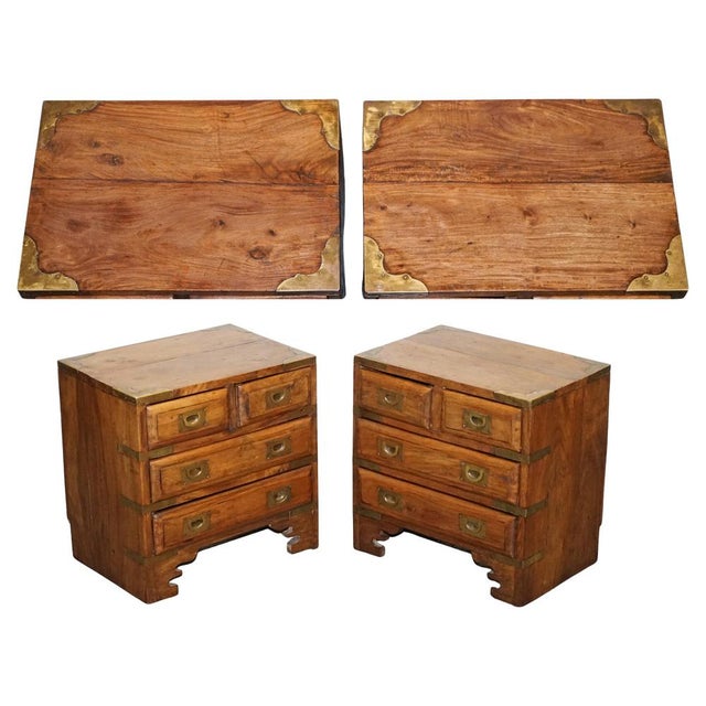 Vintage Military Campaign Bedside Tables in Brass, Set of 2 For Sale - Image 17 of 17