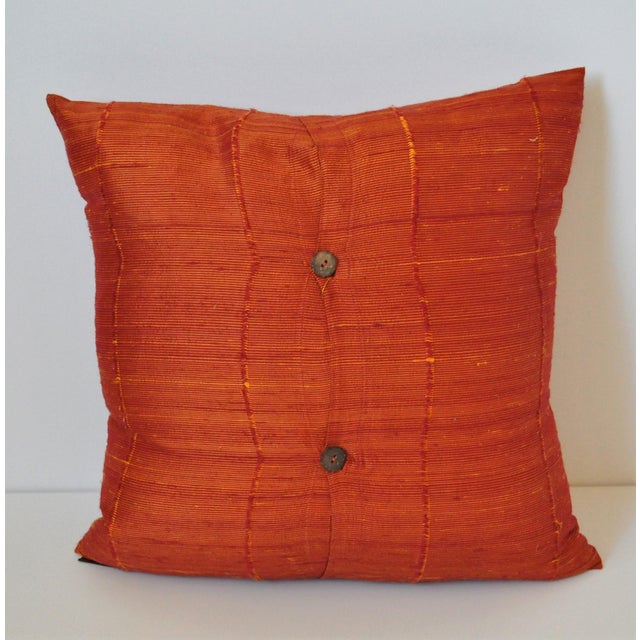 Textured Orange Raw Silk Throw Pillow Chairish