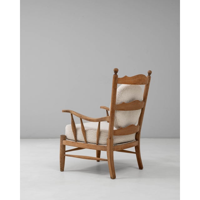 French Provincial 20th Century French Provincial Style Oak Armchair with Sculpted Back and Round For Sale - Image 3 of 18