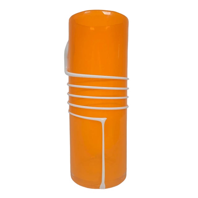 Mid-Century Modern 1970's Hand Blown Orange Italian Modernist Cased Glass Vase For Sale - Image 3 of 7