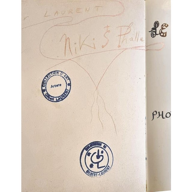 Niki de Saint Phalle Autograph, 1999 Dedication and signature (colored pencils) on the inside cover of the catalog Le...