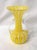 Gorgeous and cheerful Murano latticino vase in yellow and white. Two handles and trumpet neck