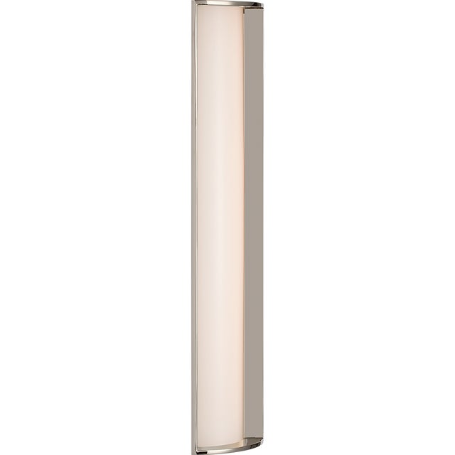 Modern Barbara Barry for Visual Comfort Signature Phinn 18" Linear Bath Sconce in Polished Nickel with White Glass For Sale - Image 3 of 10