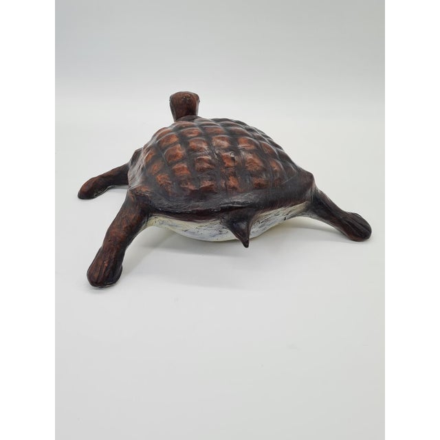 Brown Turtle Figurine in Natural Leather, 1960s-1970s For Sale - Image 8 of 14