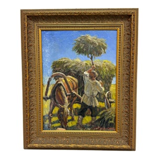 Alexander Alexandrovich Karamzin Framed Oil on Canvas, Mid 20th Century For Sale