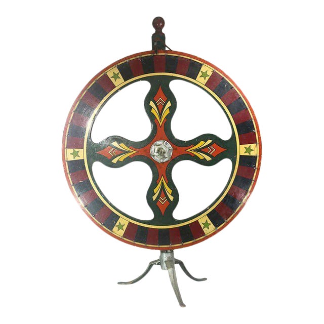Vintage Americana Floor Model Arcade Wheel, "The Green Star," on Stand For Sale