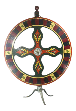 Vintage Americana Floor Model Arcade Wheel, "The Green Star," on Stand