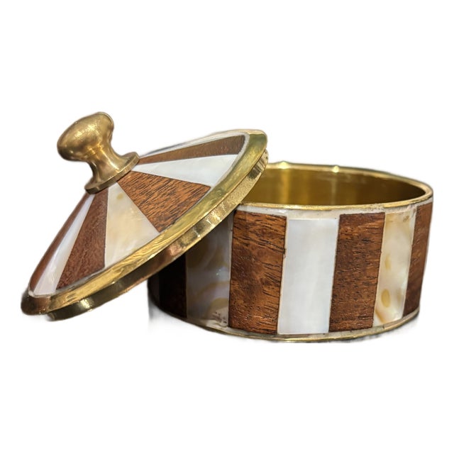 Mother of Pearl & Brass Trinket Box For Sale