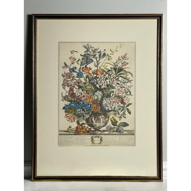 Wood Late 20th Century Framed Prints, 12 Months of Flowers by Robert Furber Orig. 1730 - Set of Four For Sale - Image 7 of 18