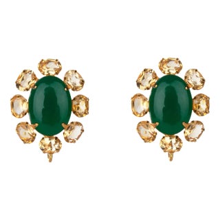 Allegra Large Studs, Green, Pierced For Sale
