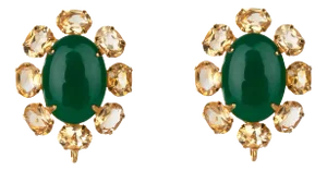 Allegra Large Studs, Green, Pierced