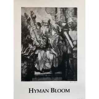 Hyman Bloom, Abstract Expressionist Hyman Bloom Judaica Hand Signed Poster Rabbi with Torah, 1993 For Sale