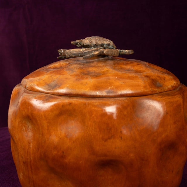 Carved Pear Wood Lidded Box with Bronze Crab by Aldo Tura, 1940 For Sale - Image 13 of 18