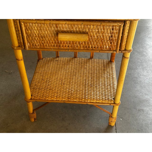 Vintage Bedside Tables in Rattan and Woven Wicker, Italy, 1970s, Set of 2 For Sale - Image 12 of 18