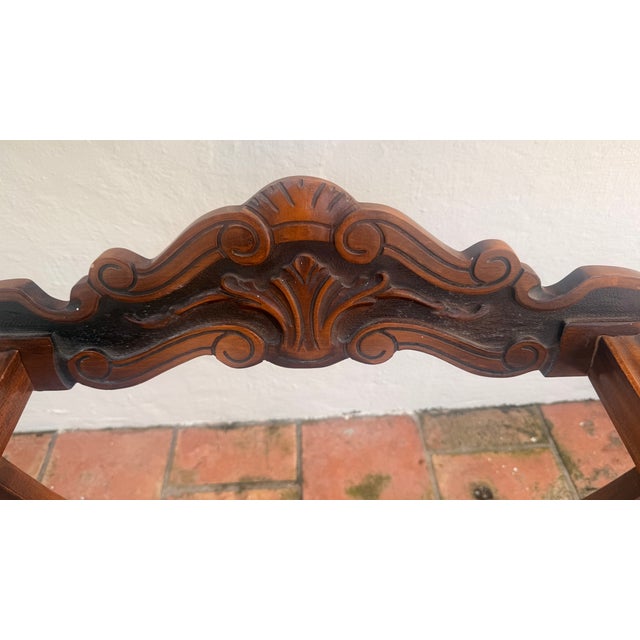 Pair of Vintage Renaissance Revival Savonarola Chairs With Carved Lion Heads For Sale - Image 14 of 14