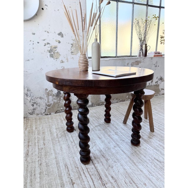 Round Walnut Table with Turned Legs, 1900s For Sale - Image 16 of 18