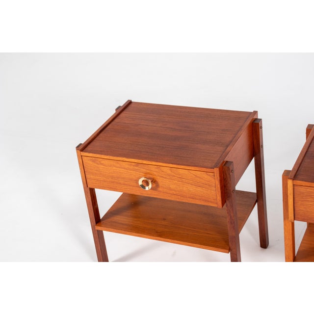 Vintage Danish Teak Veneer Bedside Tables, 1960s, Set of 2 For Sale - Image 10 of 12
