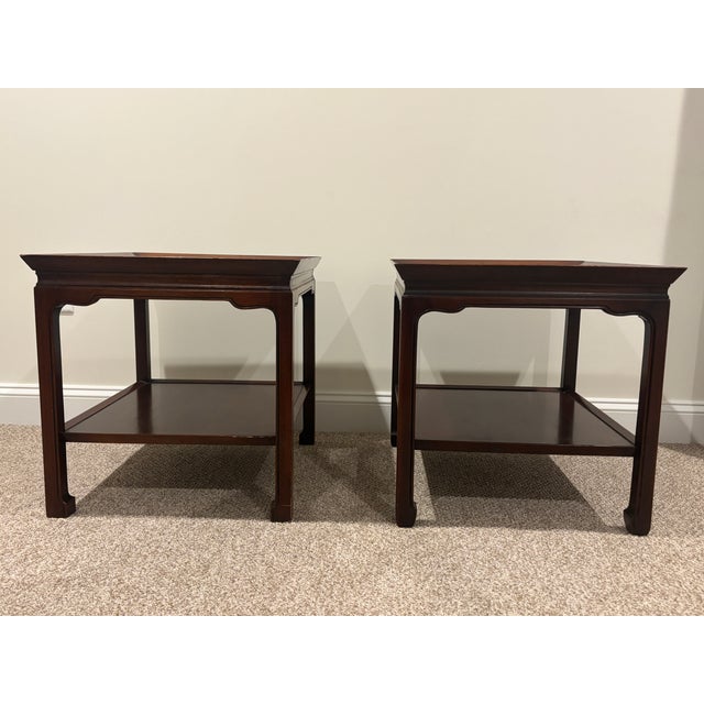 Pair of 1960s Heritage Henredon Mid-Century Ming Style Mahogany Side Tables For Sale - Image 11 of 11