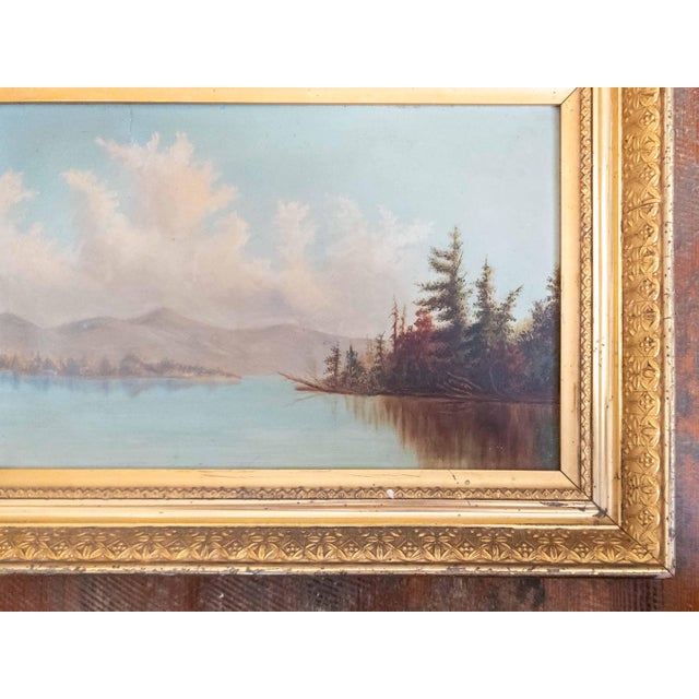 Late 19th Century 19th Century American Hudson River School Landscape Painting With Repairs For Sale - Image 5 of 18