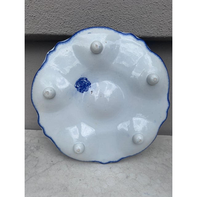 French 19th Century Blue & White Seaweeds Oyster Plate Bordeaux For Sale - Image 3 of 7