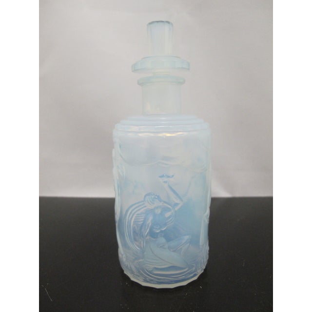 Sabino Blue Opalescent Dancing Nude Nymphs Art Deco Glass 6" Perfume Scent Bottle For Sale - Image 16 of 16