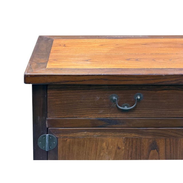 Vintage Asian Brown Kirin Motif Low Tv Console Cabinet For Sale - Image 11 of 15