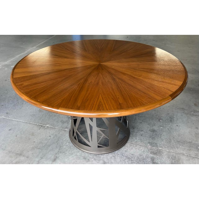 McGuire Baker McGuire “Chaparral” 54” Round Dining Table With Sculptural Metal Base For Sale - Image 4 of 11