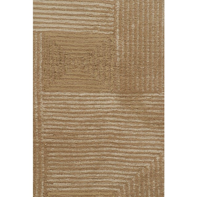 Art Deco Rug & Kilim’s Cubist Art Deco Style Rug in Beige-Brown Geometric Patterns For Sale - Image 3 of 7