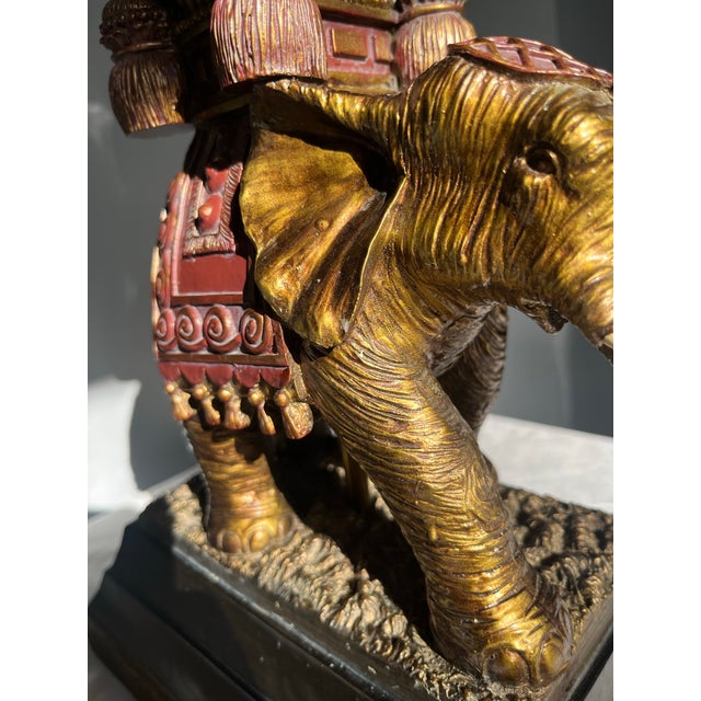 Robert Abbey 1970s East Asian Elephant Table Lamp With Silk Shade - Attributed to Robert Abbey For Sale - Image 4 of 12