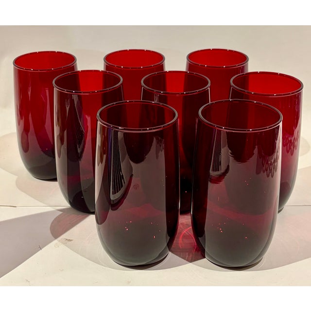 Mid-Century Modern Vintage Anchor Hocking Royal Ruby Glass Tumbler - Set of 8 For Sale - Image 3 of 5