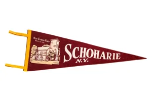 Vintage Schoharie NY Old Stone Fort Felt Flag