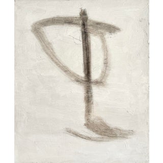 Minimalist Abstract Oil Painting – Neutral Beige and Black – 24x20 Inches – Modern Wall Art – Textured Canvas Artwork – Contemporary Home Decor For Sale