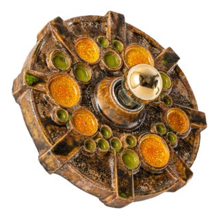 Brown & Orange Ceramic Sputnik Wall Light, Germany, 1970s For Sale
