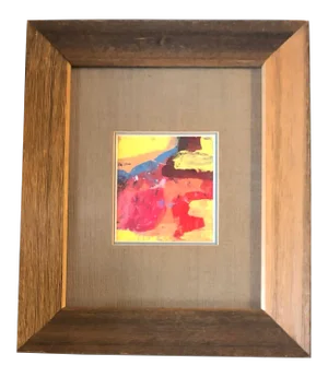 Original Vintage Abstract Painting Distressed Wood Frame