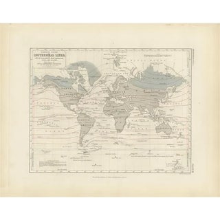 Antique Map of Isotherm Lines by Johnston, 1850 For Sale