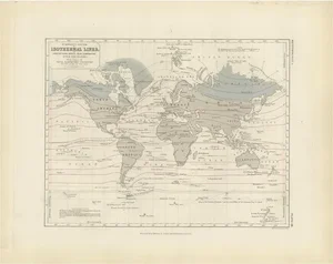 Antique Map of Isotherm Lines by Johnston, 1850