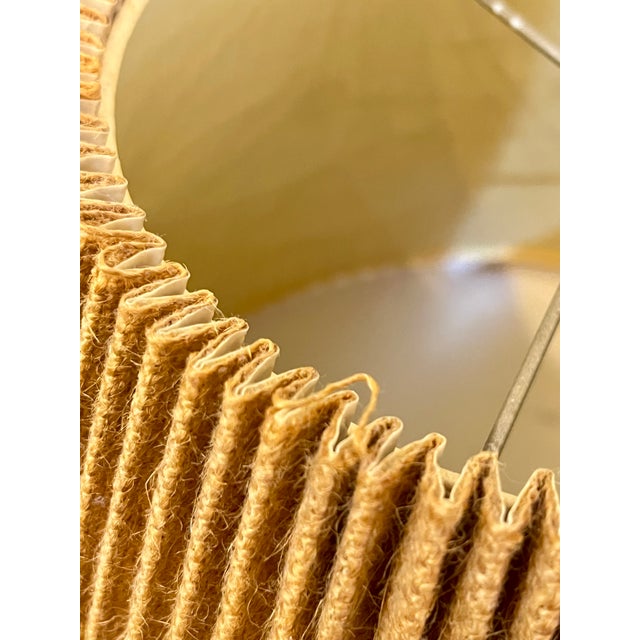 Pair Mid Century Modern Vintage Pleated Jute Lampshades For Sale - Image 18 of 18