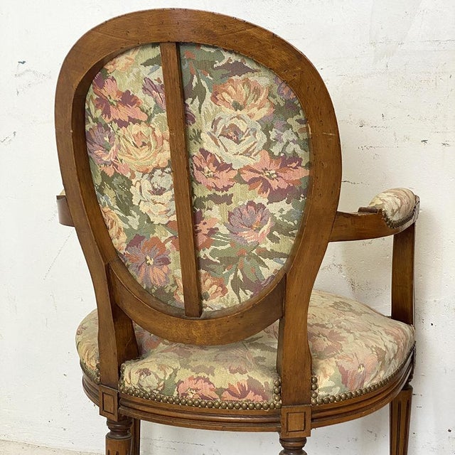 Louis XVI Style Cabriolet Armchairs with Medallion Backs, Set of 2 For Sale - Image 9 of 12