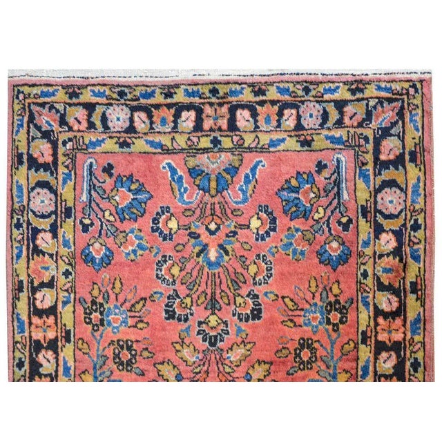 Rose Early 20th Century Petite Sarouk Rug For Sale - Image 8 of 10