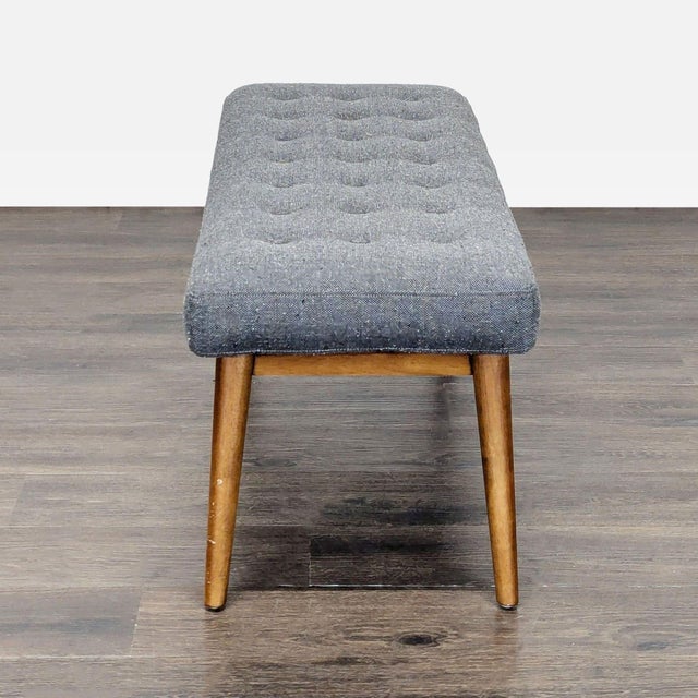 West Elm Button Tufted Mid-Century Bench For Sale In San Francisco - Image 6 of 9