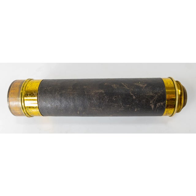 19th Century Brass and Leather Extending Nautical Maritime Telescope Spyglass For Sale - Image 9 of 11