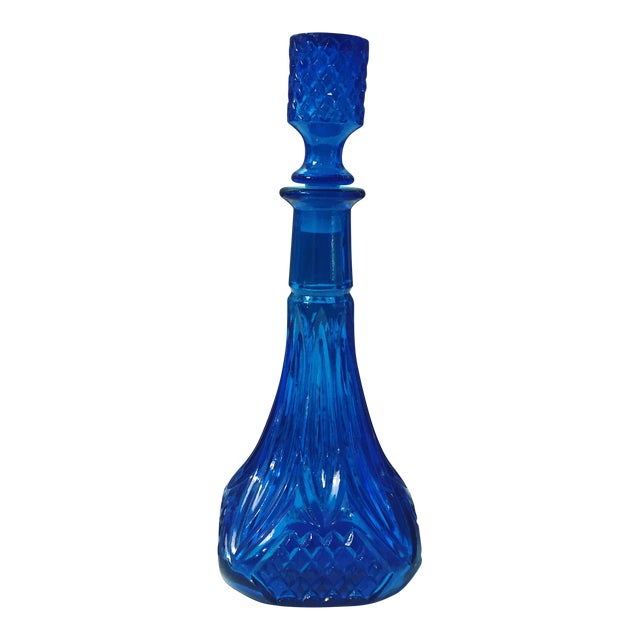 Vintage Blue Glass Decanter Chairish