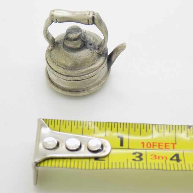 Vintage Italian Handmade Genuine Silver Teapot Solid Dollhouse Miniature For Sale - Image 10 of 10