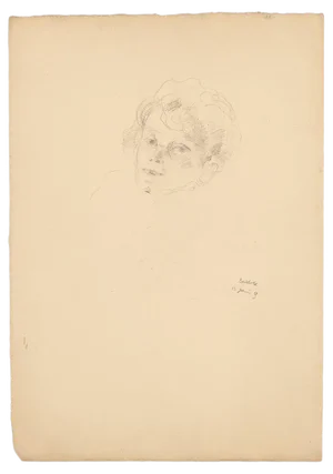 Carl Bertold, Portrait of Woman, Original Drawing in Pencil, 1929